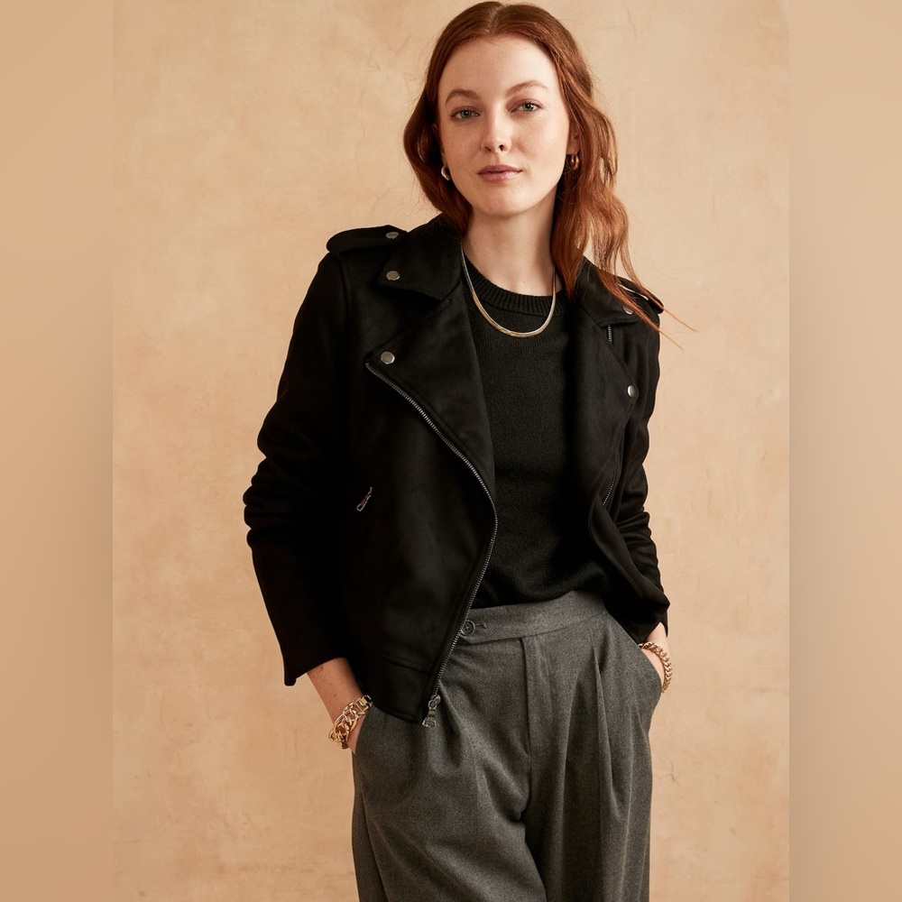Banana Republic Vegan Suede Moto Jacket